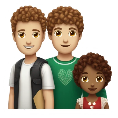 White boy with curly brown hair and Mexican girl with dark red hair with bangs  sticker