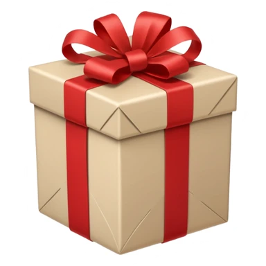 A beige and white christmans gift, with a label that says Rique. sticker