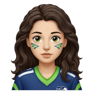 Long wavy Dark brown hair with small nose stud of seahawks fan women sticker