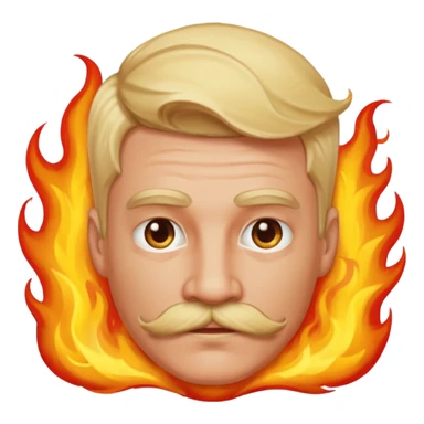 Blonde fire man with mustache  sticker