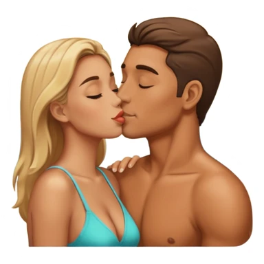 a good looking man and good looking woman are Kissing, outdoor sticker