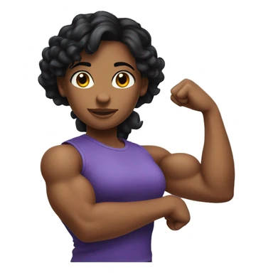 Athletic black haired girl show biceps sticker