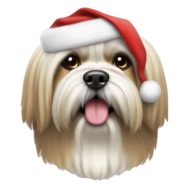 Lhasa apso with a santa hat sticker