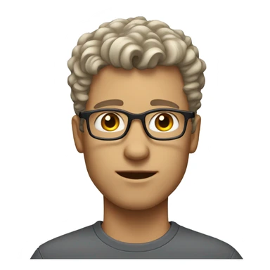 white male, short curly hair, light brown with a hint of grey, stubble, glasses, eyeroll expression. sticker