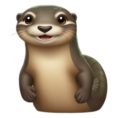 Une loutre en haut d'un tortue sticker