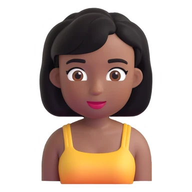 black girl memoji, black hair, tube top, 3D emoji style sticker