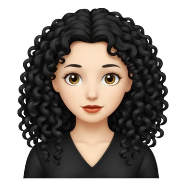 mujer blanca con cabello largo rizado negro sticker