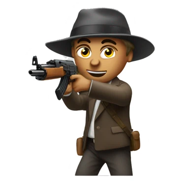 Very fried man shooting fake ak 47 sticker