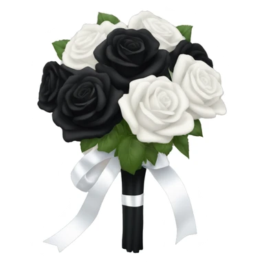 huge bouquet of black roses with white ribbon sticker