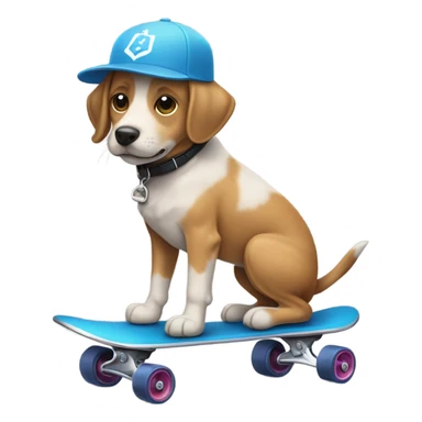 Un perro puesto una gorra en una patineta  sticker