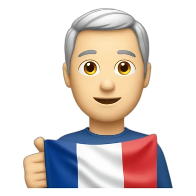 French man holding a French flag sticker