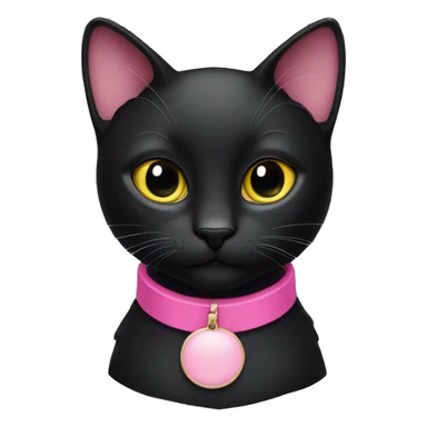 black cat with pink collar sticker