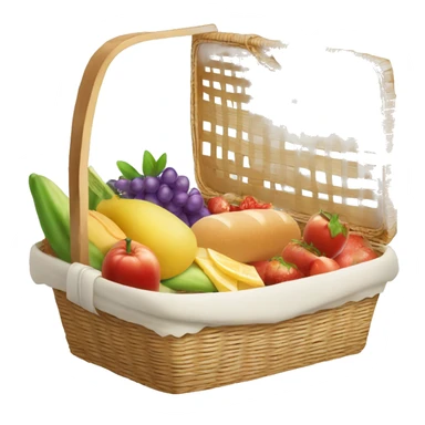 beautiful white picnic basket filled with romantic summer foods with a Summer Core sticker