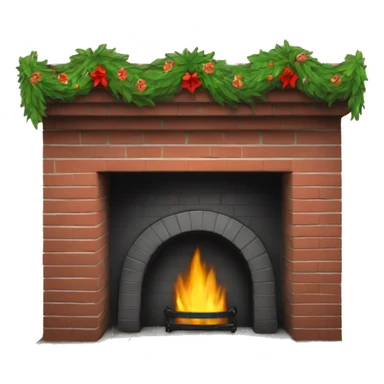 Brick Fireplace with wreath  sticker