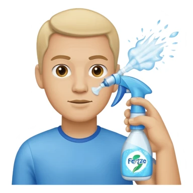 ligth man spraying with spray febreze sticker