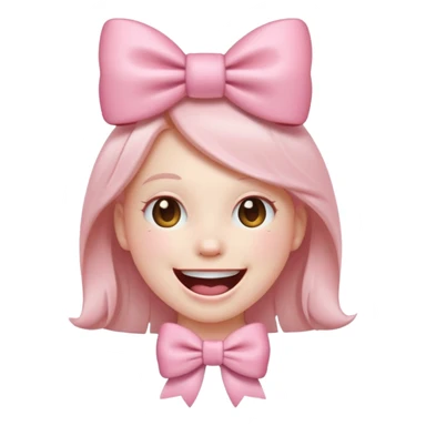laughing emoji with a very pretty pale pale pink bow sticker