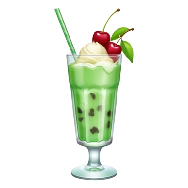 ice cream light green soda on a glass with ice cherry on top sticker