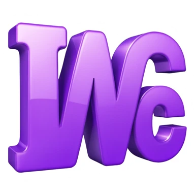 3D text that spells "me" in a shiny purple font  sticker