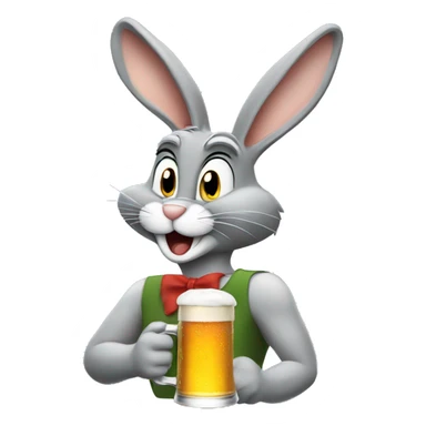 Bugs Bunny drinking a beer sticker