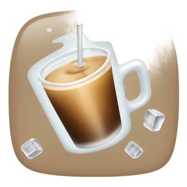 White cup of iced coffee with ice cubes sticker