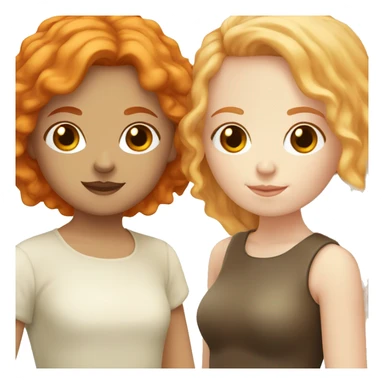 two girls in italian glass one with orange hair and pale skin and the other with brown hair  sticker