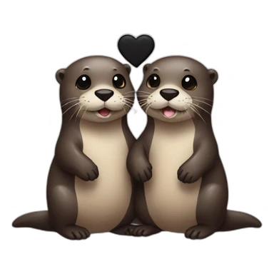 Two otters in love with a black heart sticker
