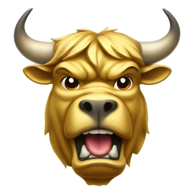 golden wall street bull portrait mascot angry sticker