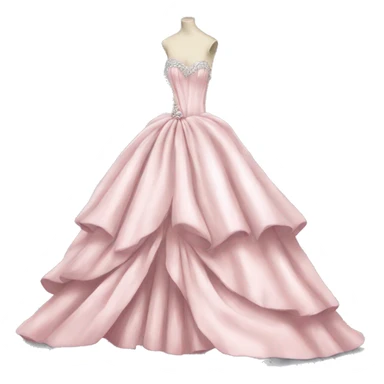 Light pink dress ball gown cascading bow beautiful silver details  sticker