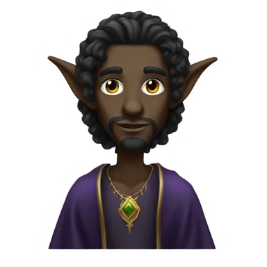  A black male high elf that is a witch fortune teller that has large, pointed ears with long black curly hair past his back sticker
