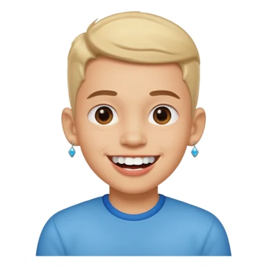 smiling boy with earrings indoors big lips & white teeth sticker