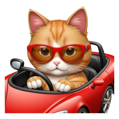 Cat with sunglasses driving a fast car sticker