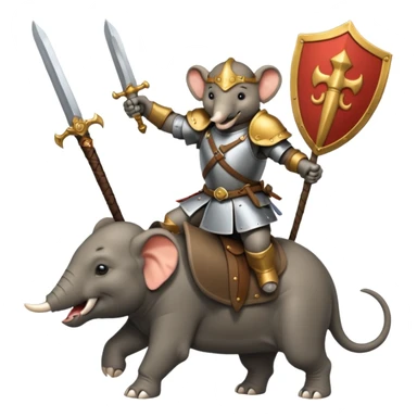 ELEPHENT KNIGHT WITH SHIELD AND SWORD RIDE ON THE RAT sticker