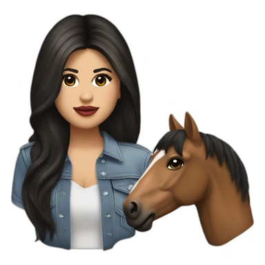Selena Gomez with an horse head sticker
