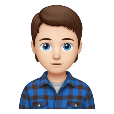 Chico blanco ojos azules pelo castaño y camisa de franela sticker