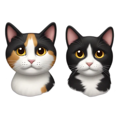 One calico & one Tuxedo cat side by side sticker