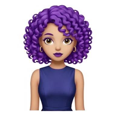 Fashion Model with Purple Curls, navy dress sticker