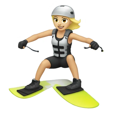 Blond Girl with grey helmet on wakeboarding  sticker