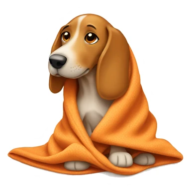 Tan/orange hound Dog wrapped in a cozy blanket  sticker