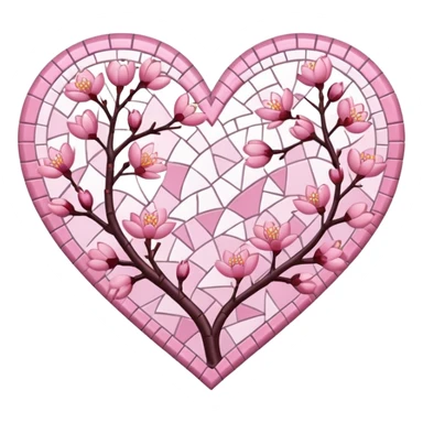 sakura heart with a mosaic pattern sticker