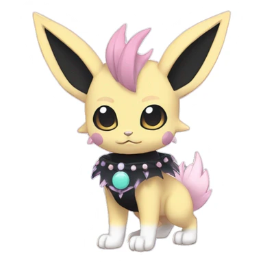 Dark Black Punk Kawaii Eeveelution-Cute-Pokémon-fusion with a cute pastel collar full body sticker