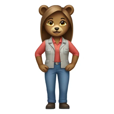 female bear wearing work clothes sticker