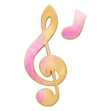 Music note coloured in pink with shimmer of gold sticker