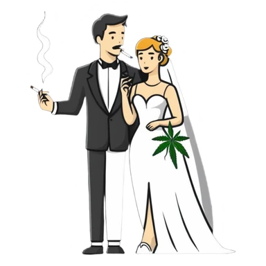 Person in fancy clothes sneaking into wedding ceremony smoking cannabis, full body sticker