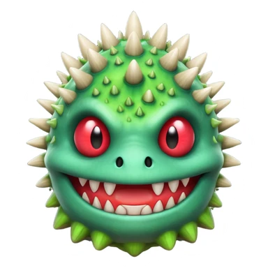 poisonous mushroom monster portrait, head and shoulders only, toxic green glow, scary grin, spiky mushroom head, 3D cartoon, mobile game icon style, clean background, no text, no watermark

 sticker