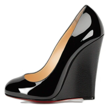 WEDGE heel LOUBOUTIN black leather PATENT sticker