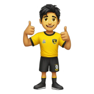 Hyderabad Fc Football Club Supporter yellow black t-shirt thumbs up indian boy black hair sticker