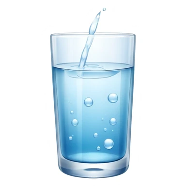 transparent glass of water, three-quarters full, with a white effervescent tablet dissolving at the bottom. sticker