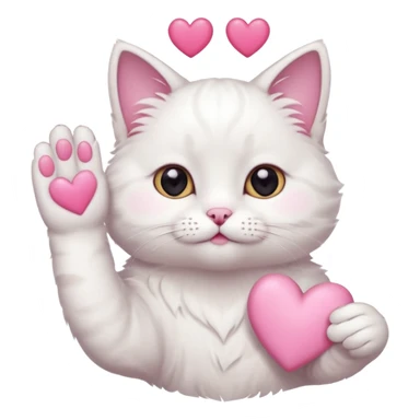 Cute white cat making heart shape with his hand above the head sticker