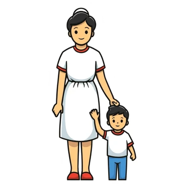 Mother holding hands with her son sticker