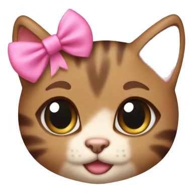 Little brown female kitten with a pink bow in her head sticker